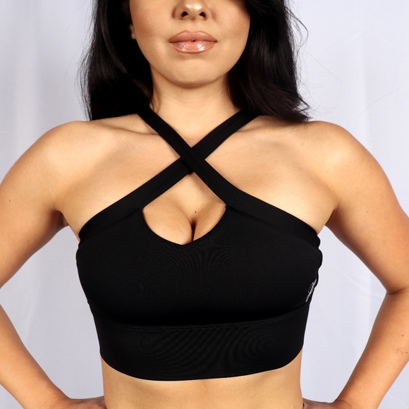 JBEE Brand Tops - Black Cross Sports Bra